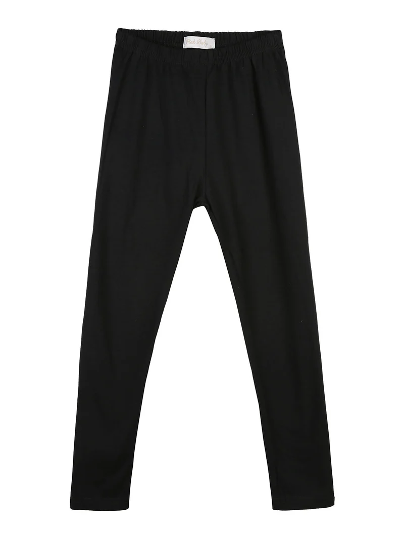 Leggings da bambina nero in cotone - nero