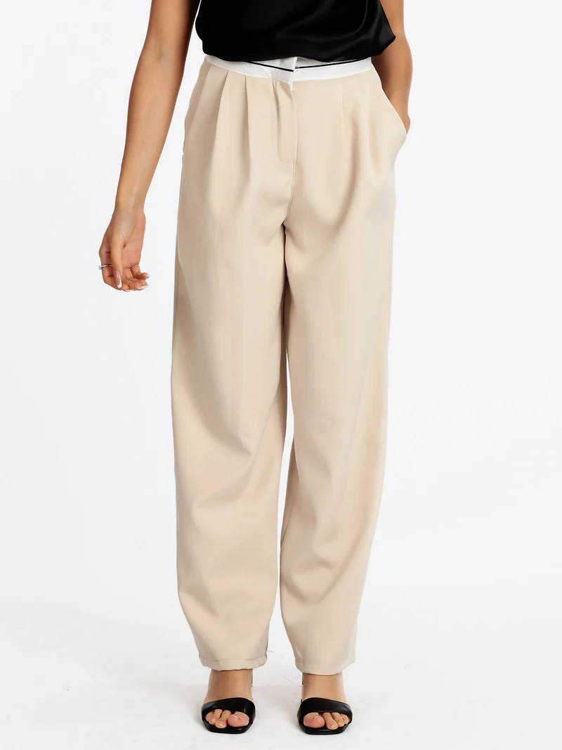 Pantaloni modello palazzo donna - beige