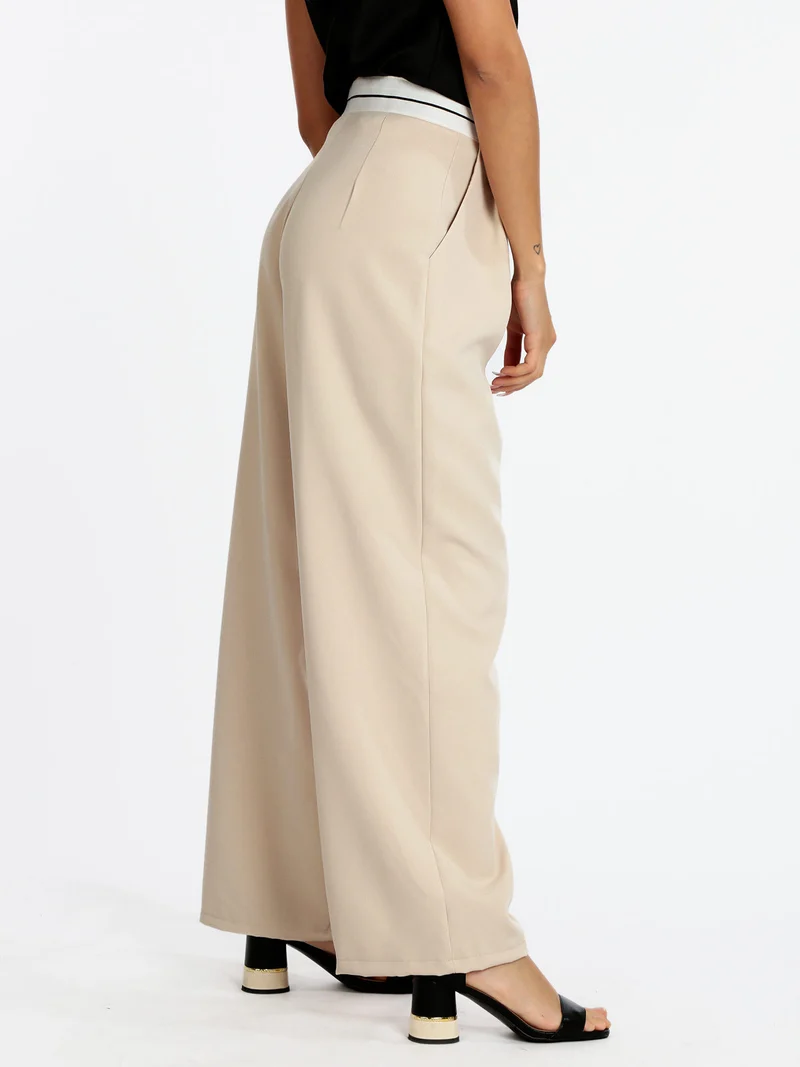 Pantaloni modello palazzo donna - beige