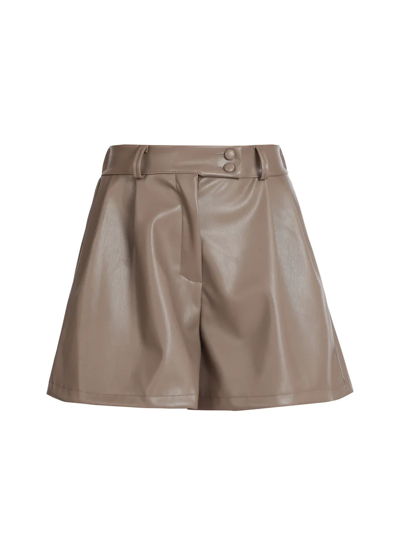 Shorts da donna in ecopelle - taupe