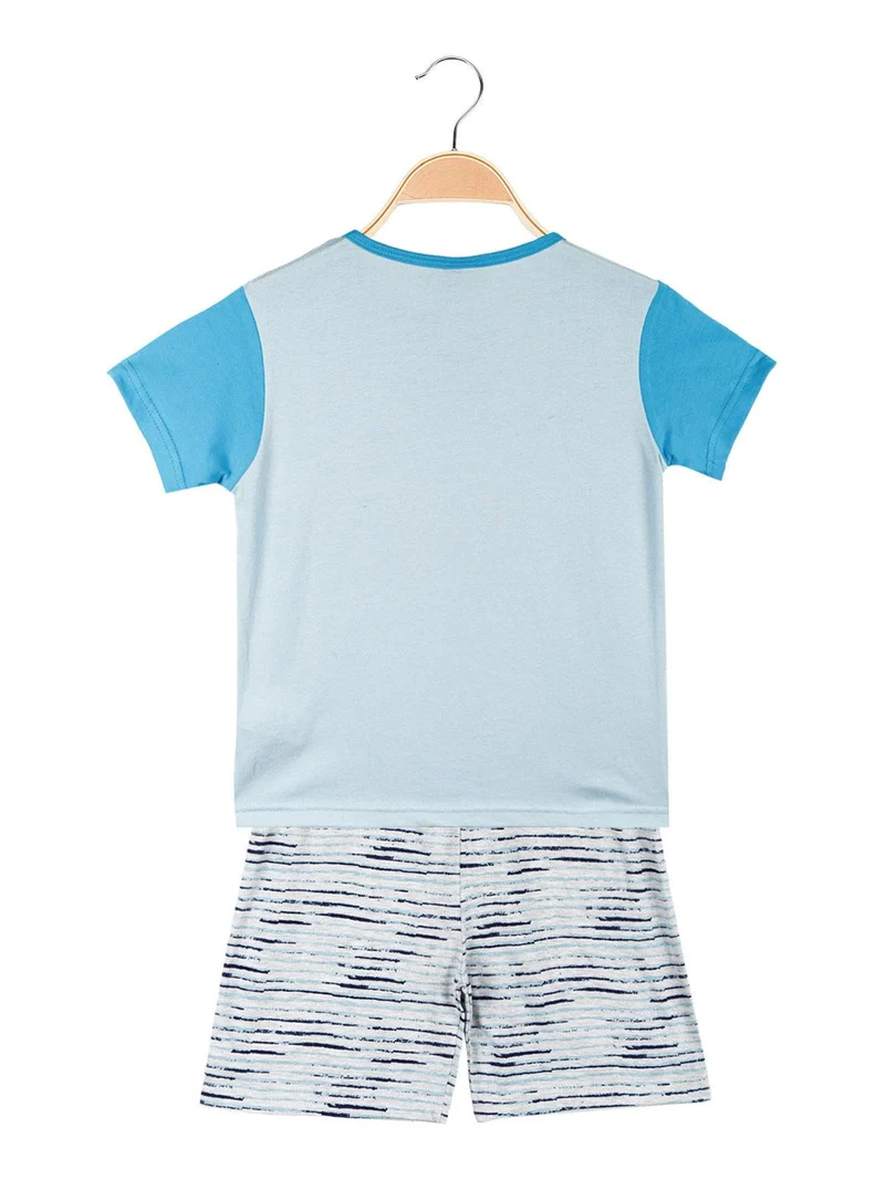 Pigiama corto da bambino in cotone - azzurro
