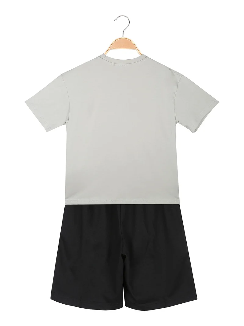 Completo corto da ragazzo 2 pezzi con t-shirt e bermuda - acqua marina