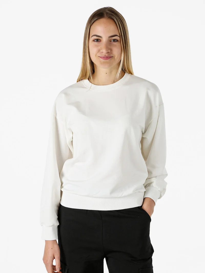 Felpa girocollo da donna in cotone - bianco