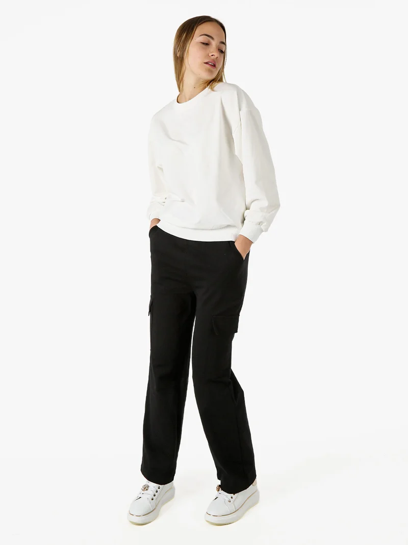Felpa girocollo da donna in cotone - bianco