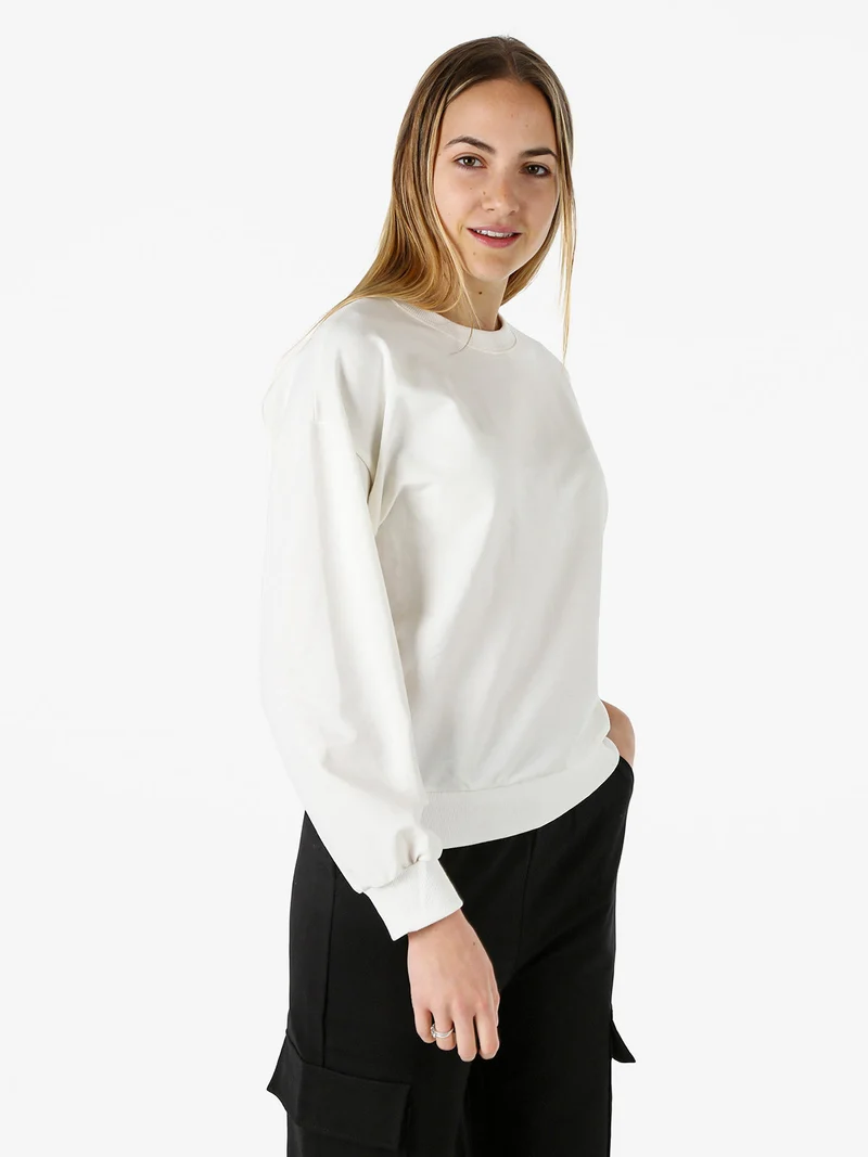 Felpa girocollo da donna in cotone - bianco
