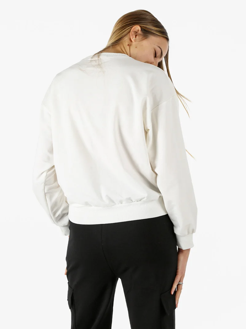 Felpa girocollo da donna in cotone - bianco