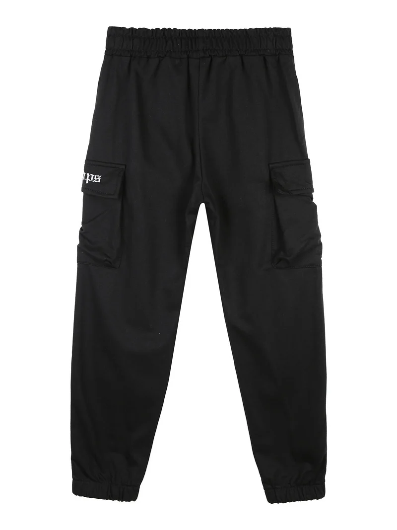 Pantaloni tuta da ragazzo con tasconi laterali e polsini - nero