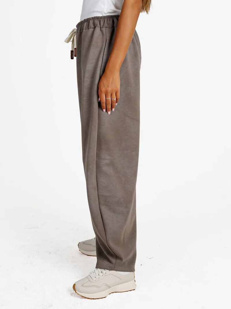 Pantaloni donna a palloncino con coulisse - fango