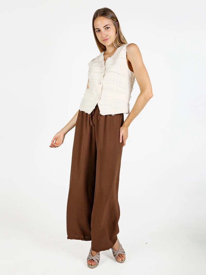 Gilet donna con dettagli sfrangiati - beige