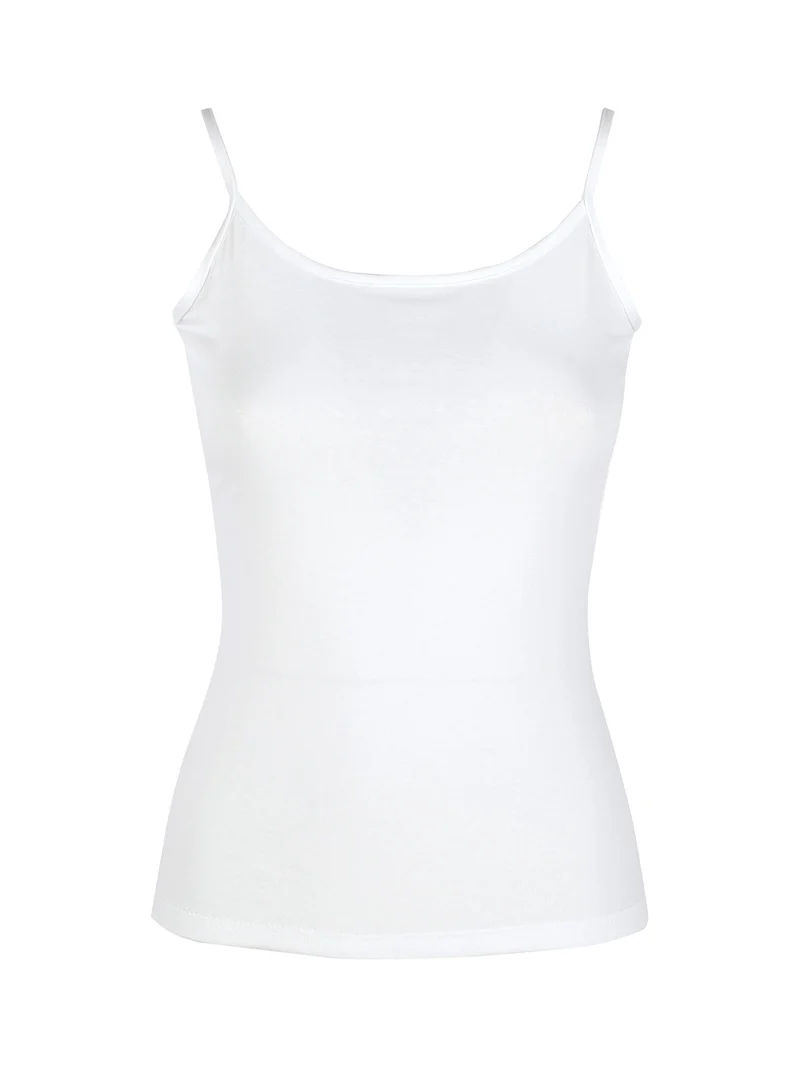 Canotta intima da donna a spalla stretta in cotone - bianco