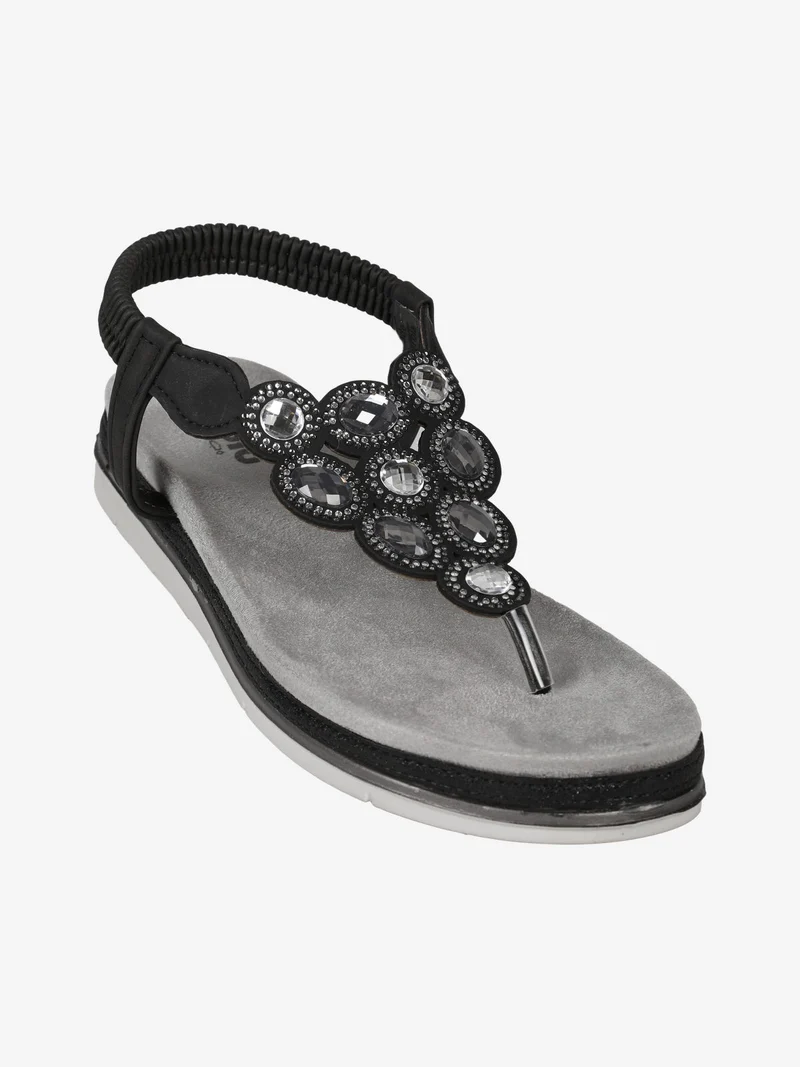 Infradito donna gioiello con elastico - nero