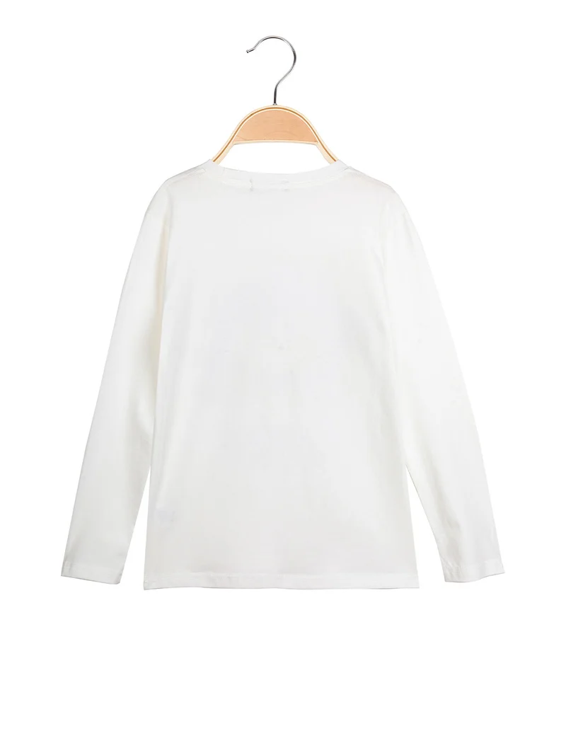 T-shirt da bambino a maniche lunghe con stampa - bianco