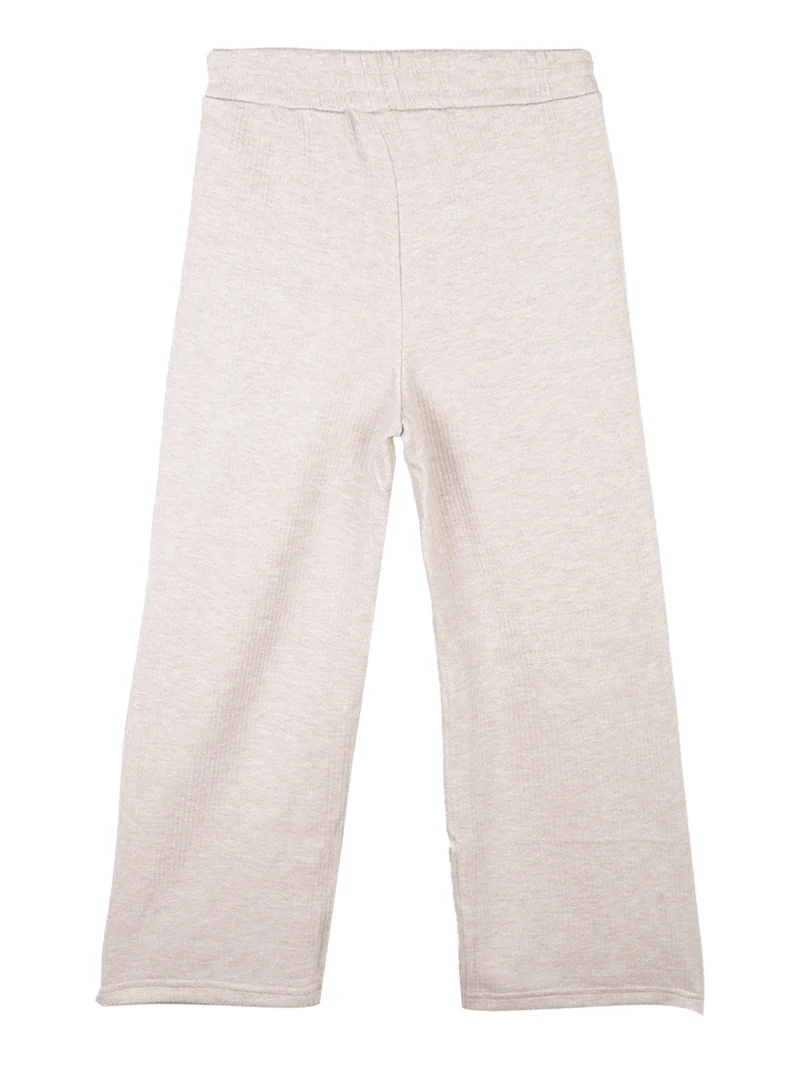 Pantaloni da bambina in maglia a gamba larga - beige