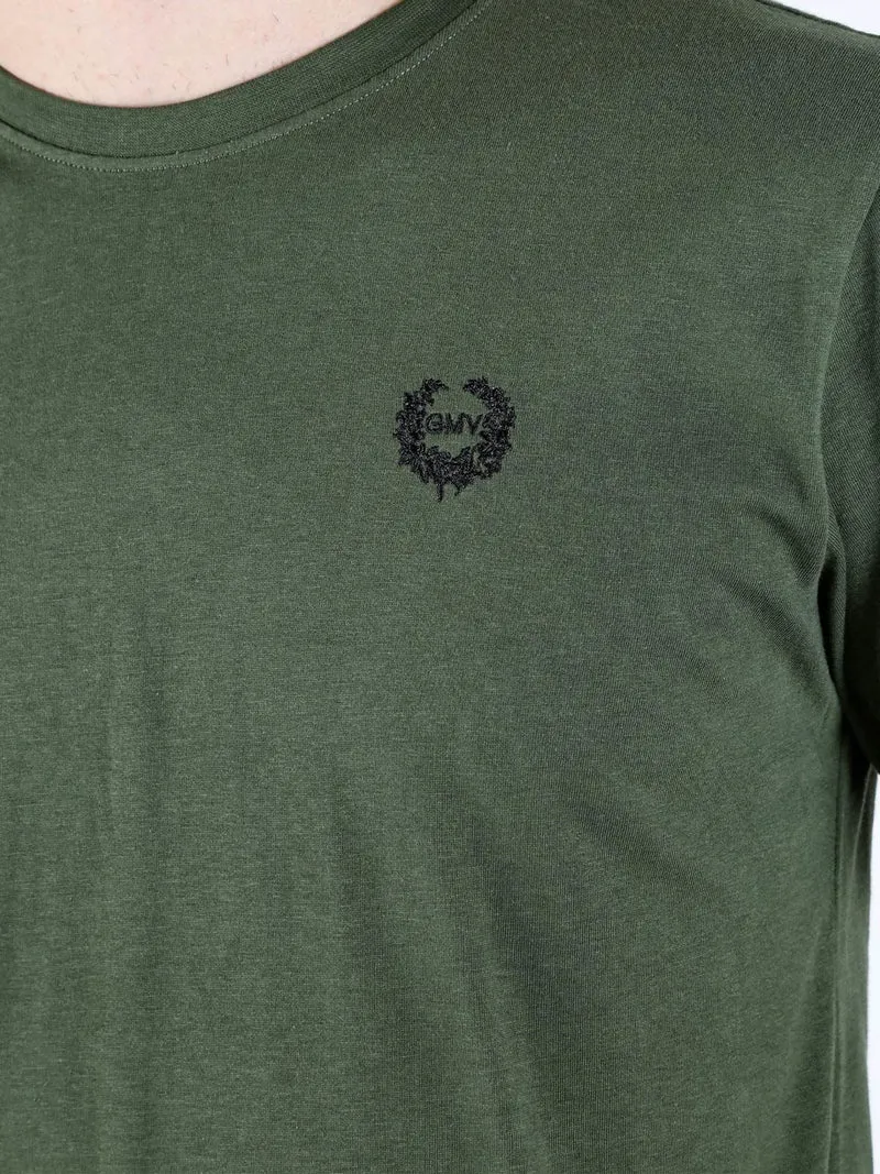 T-shirt girocollo da uomo in cotone - militare