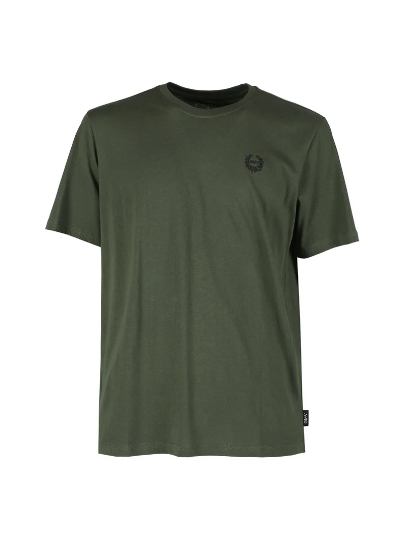 T-shirt girocollo da uomo in cotone - militare