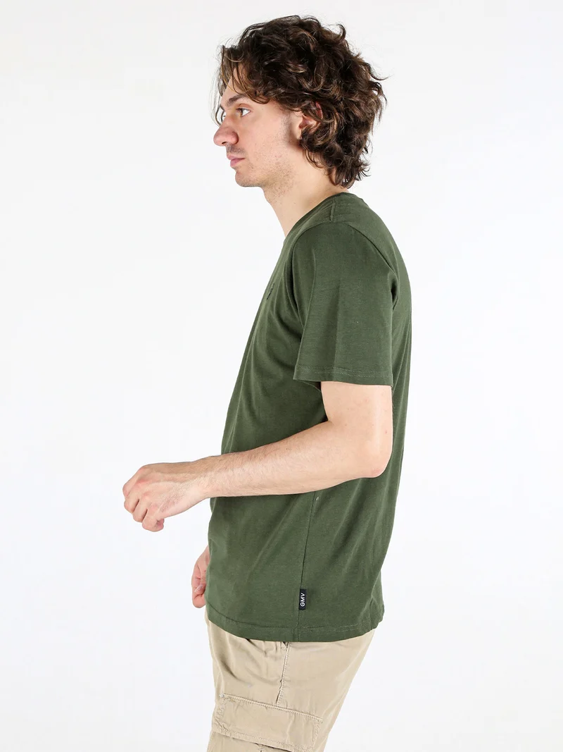 T-shirt girocollo da uomo in cotone - militare