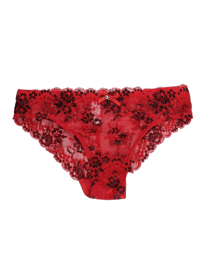 Slip in pizzo ricamato - rosso