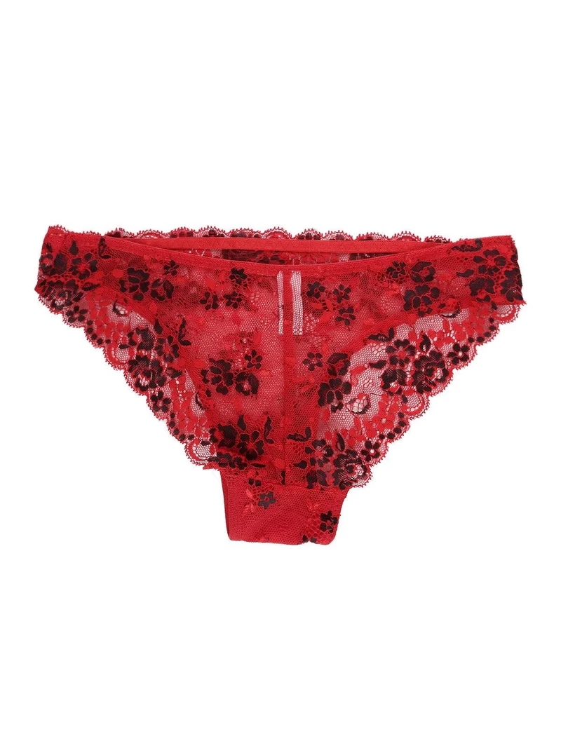 Slip in pizzo ricamato - rosso