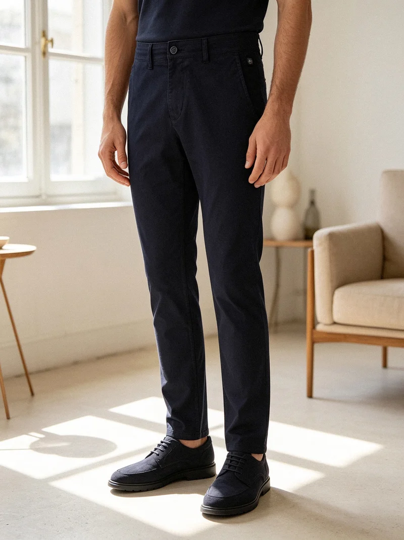 Pantaloni casual da uomo slim fi - blu scuro