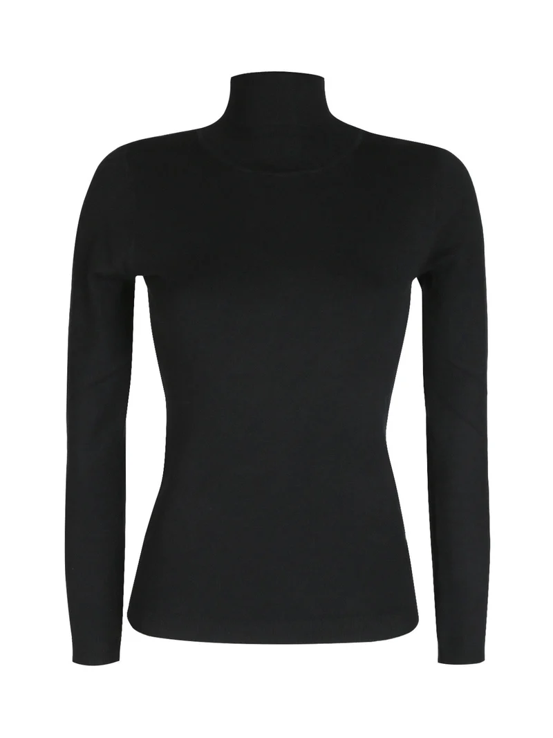 Pullover dolcevita donna in tinta unita - nero