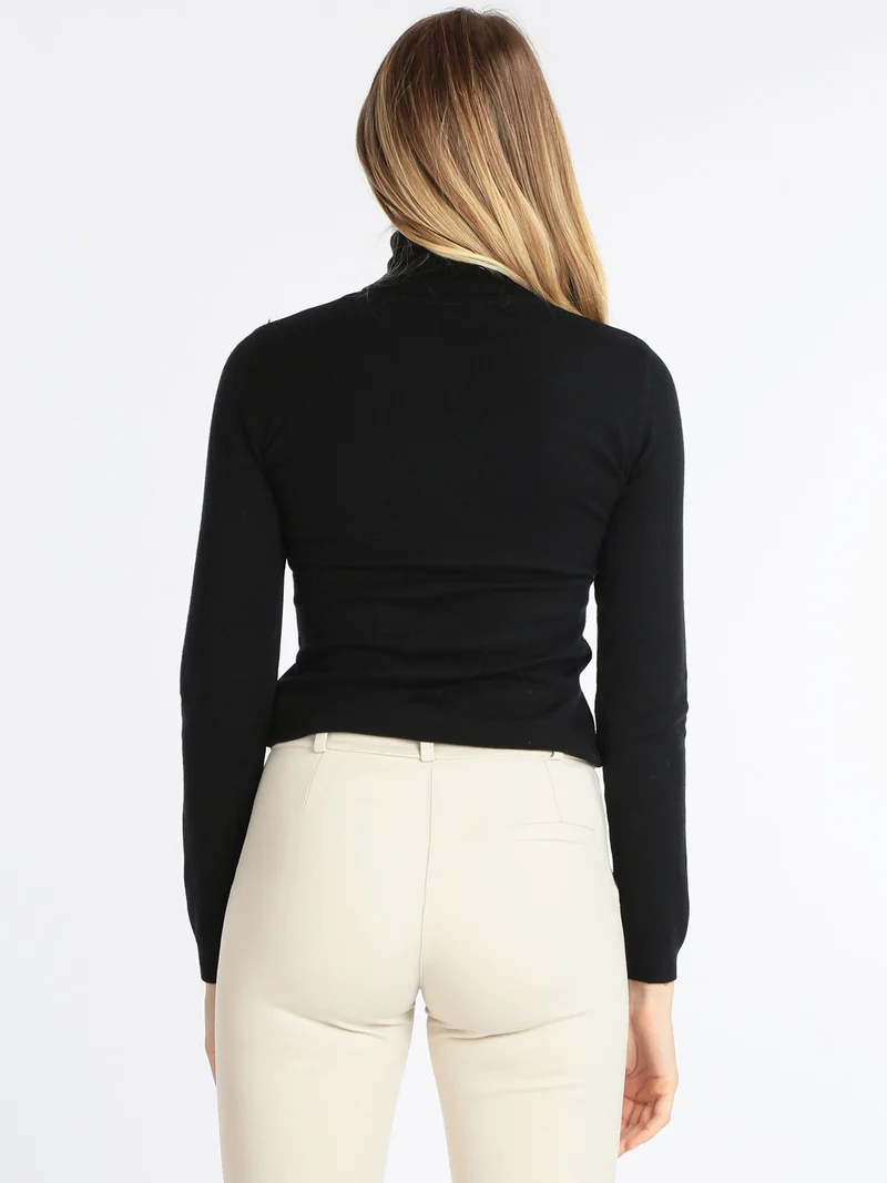Pullover dolcevita donna in tinta unita - nero