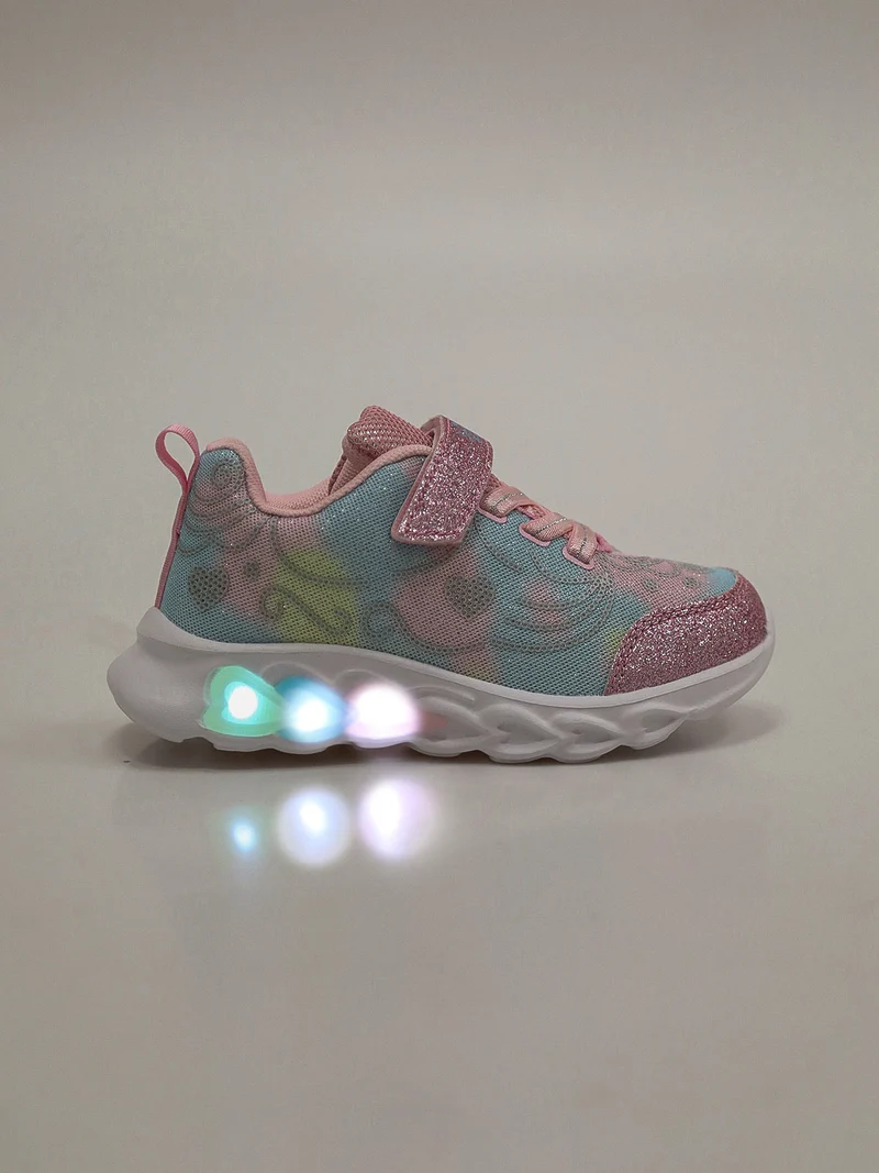 Sneakers da bambina glitter con luci - rosa