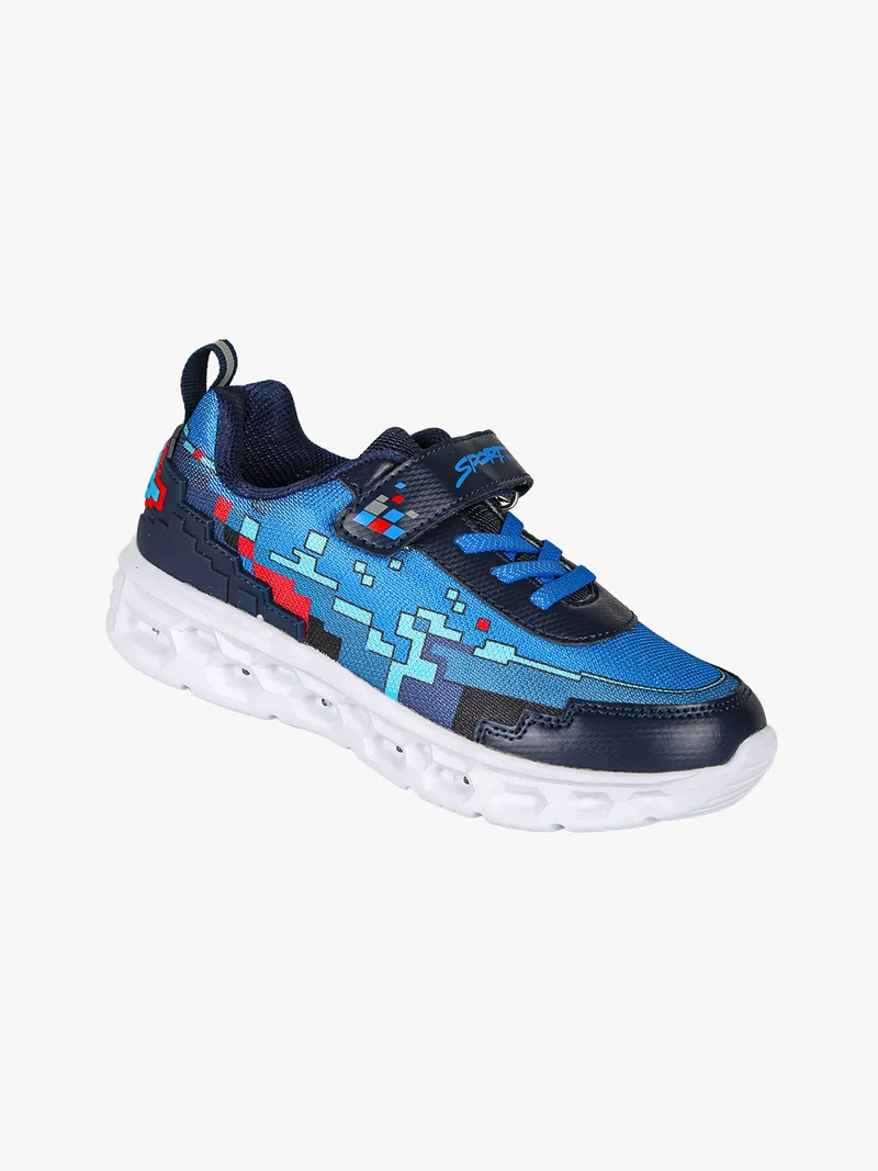 Sneakers da ragazzo con luci e cinturino a strappo - blu