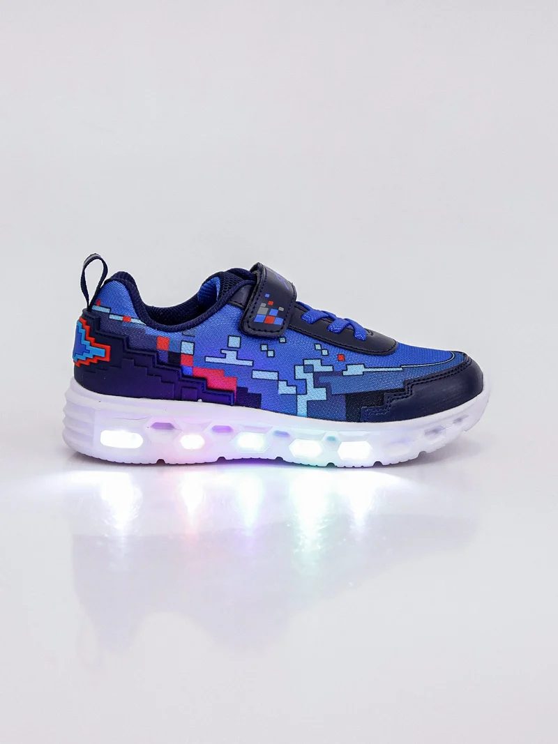 Sneakers da ragazzo con luci e cinturino a strappo - blu