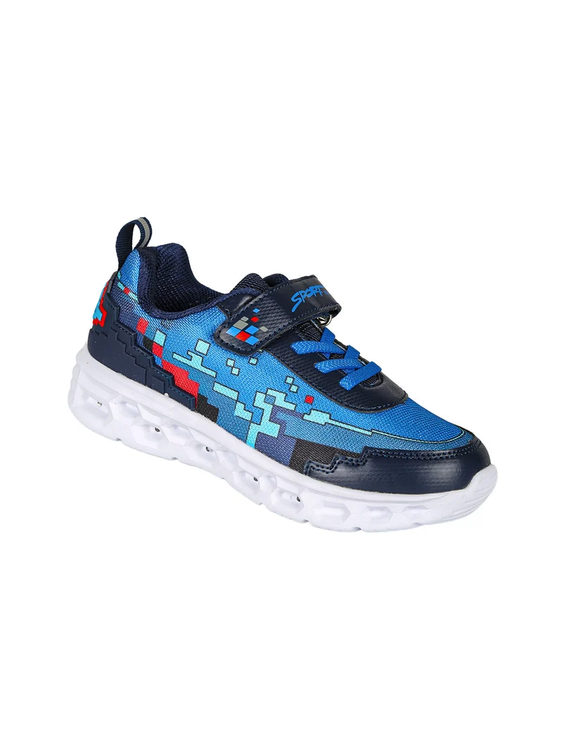 Sneakers da ragazzo con luci e cinturino a strappo - blu