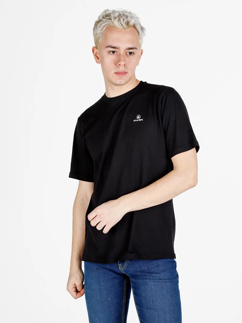 T-shirt da uomo in cotone con logo - nero