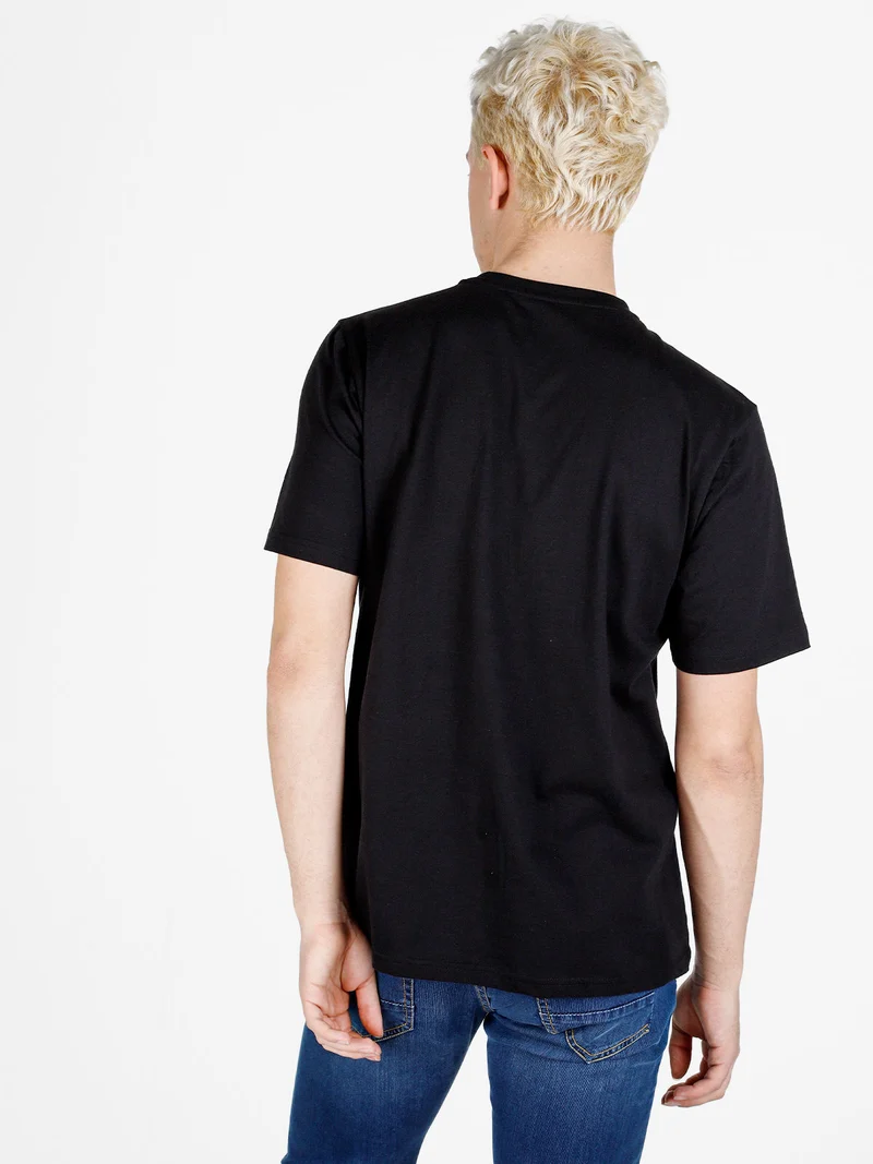 T-shirt da uomo in cotone con logo - nero