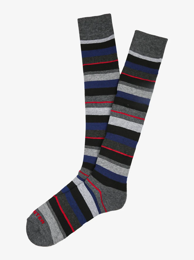 Calze lunghe da uomo pile a righe - grigio scuro