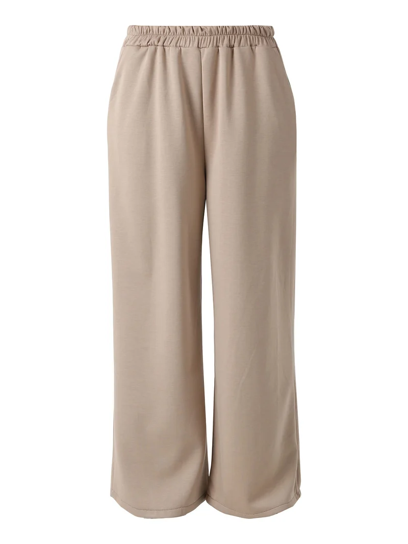 Pantaloni donna in felpa a gamba larga - marrone