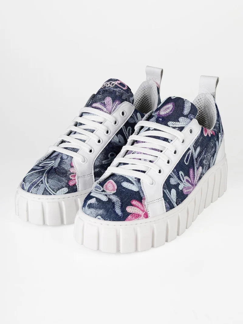Stella Sneakers donna ricamate con platform - multicolore