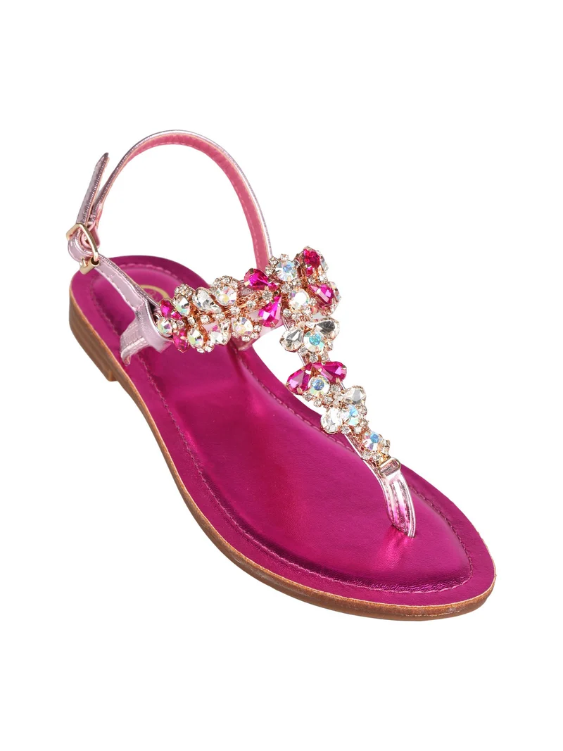 Sandali infradito donna gioiello - fucsia