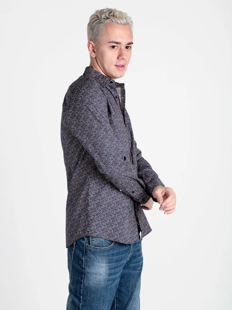 Camicia da uomo slim fit con stampe - blu