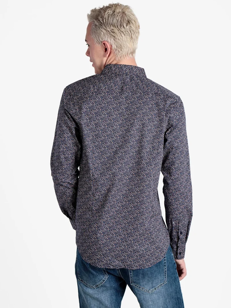 Camicia da uomo slim fit con stampe - blu
