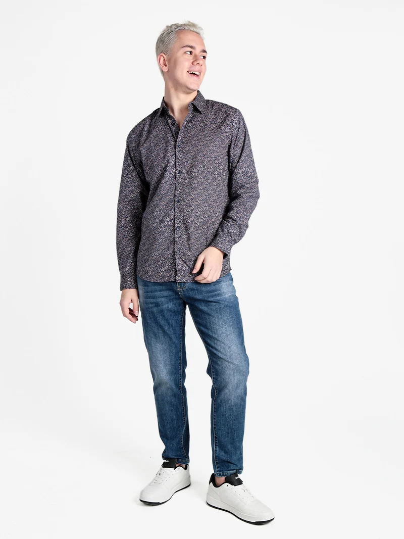Camicia da uomo slim fit con stampe - blu