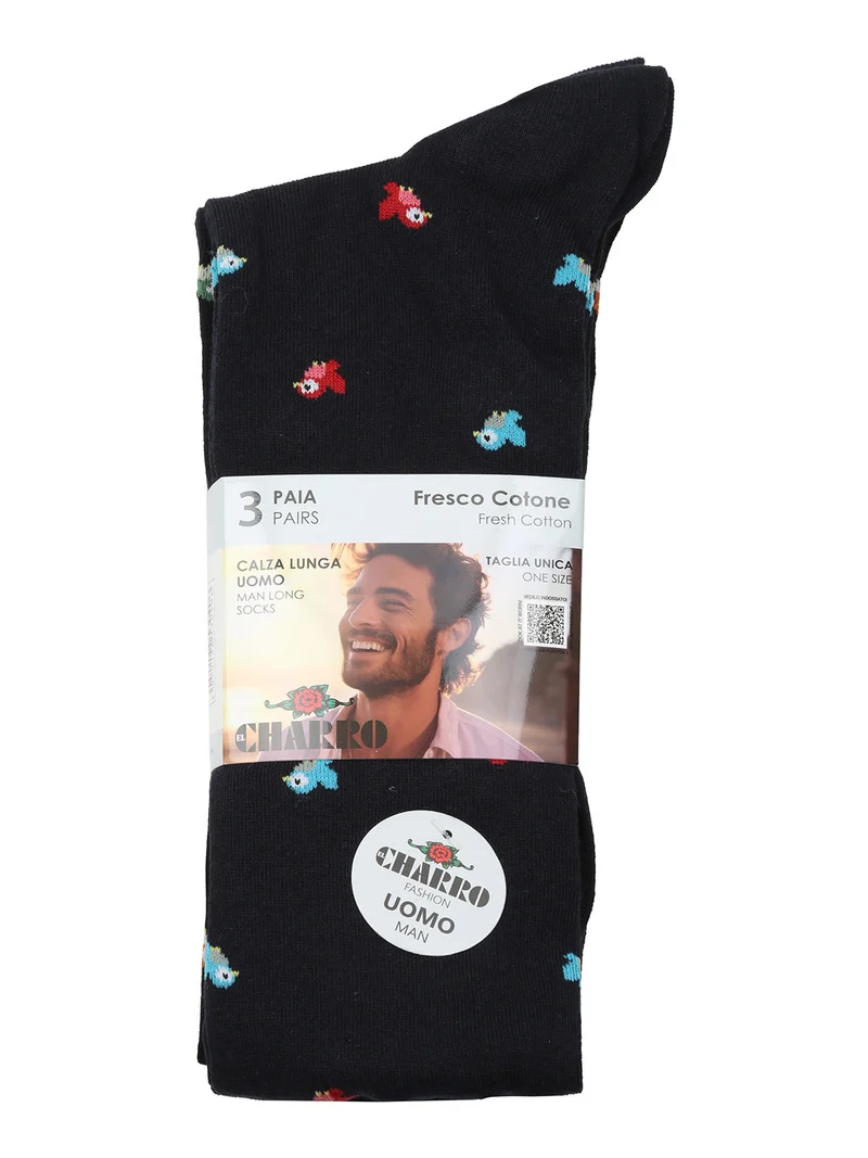 Confezione da 3 paia di calze lunghe uomo in cotone - blu
