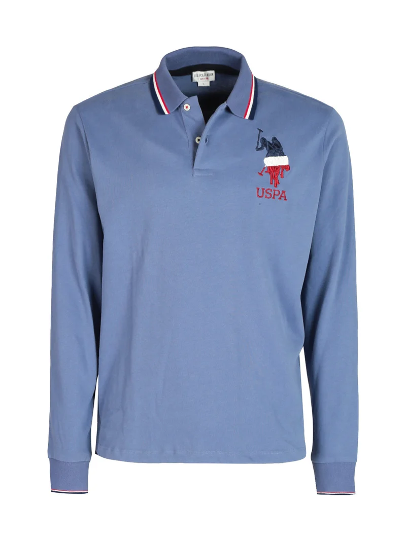 Polo da uomo manica lunga in cotone - jeans