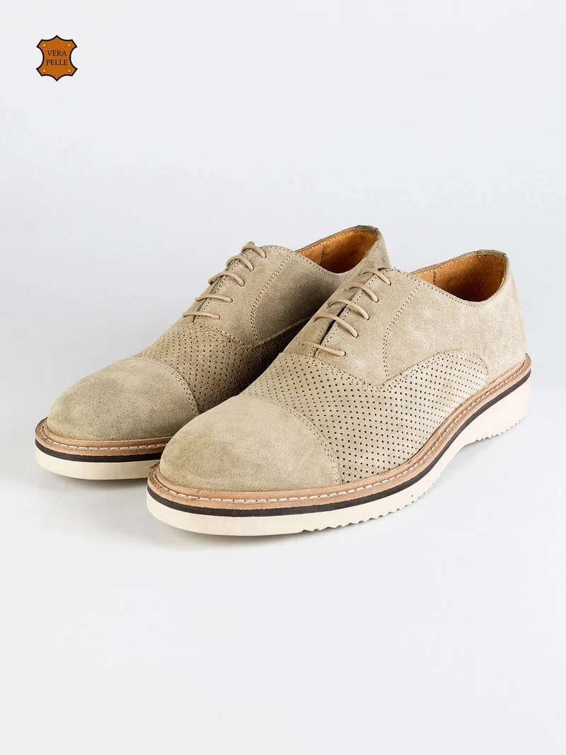 Francesine in camoscio traforate - beige