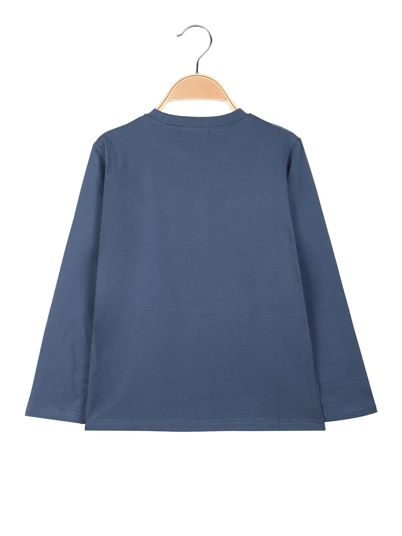 T-shirt da ragazzo a maniche lunghe con stampe - blu
