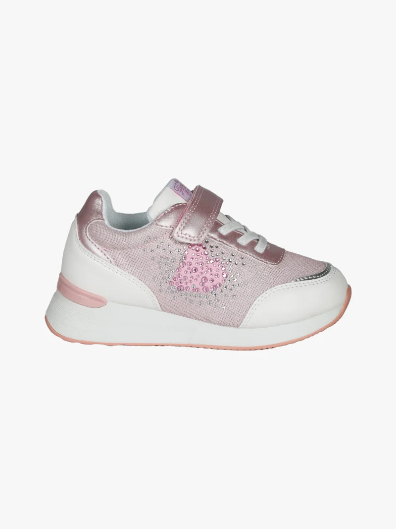 Sneakers da bambina con zeppa e strass - rosa