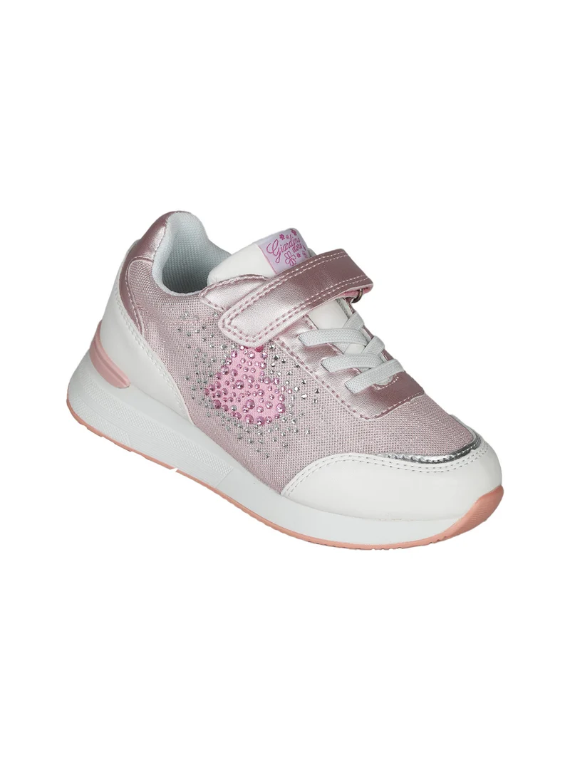 Sneakers da bambina con zeppa e strass - rosa