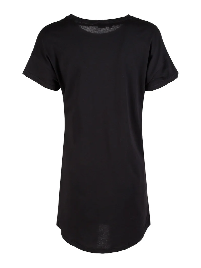 Vestito donna in cotone a maniche corte - nero