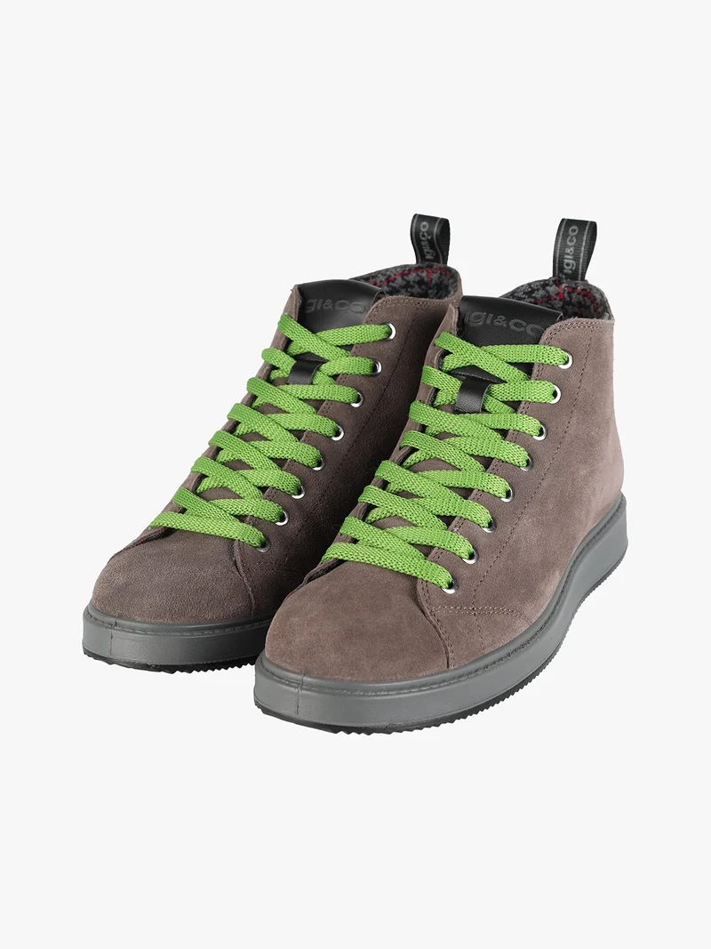 Sneakers alte da uomo in pelle scamosciata - militare