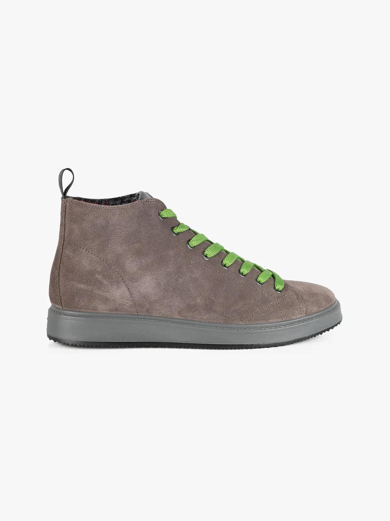 Sneakers alte da uomo in pelle scamosciata - militare