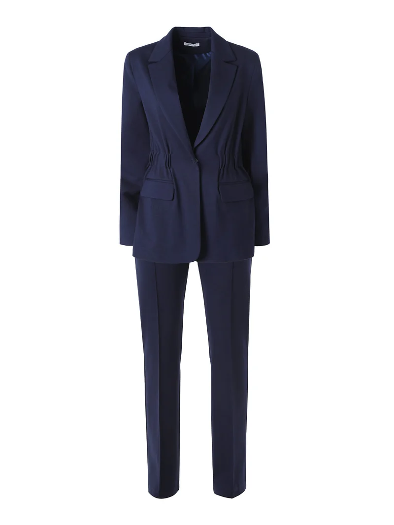Completo elegante da donna con blazer e pantaloni con finale a zampa - blu