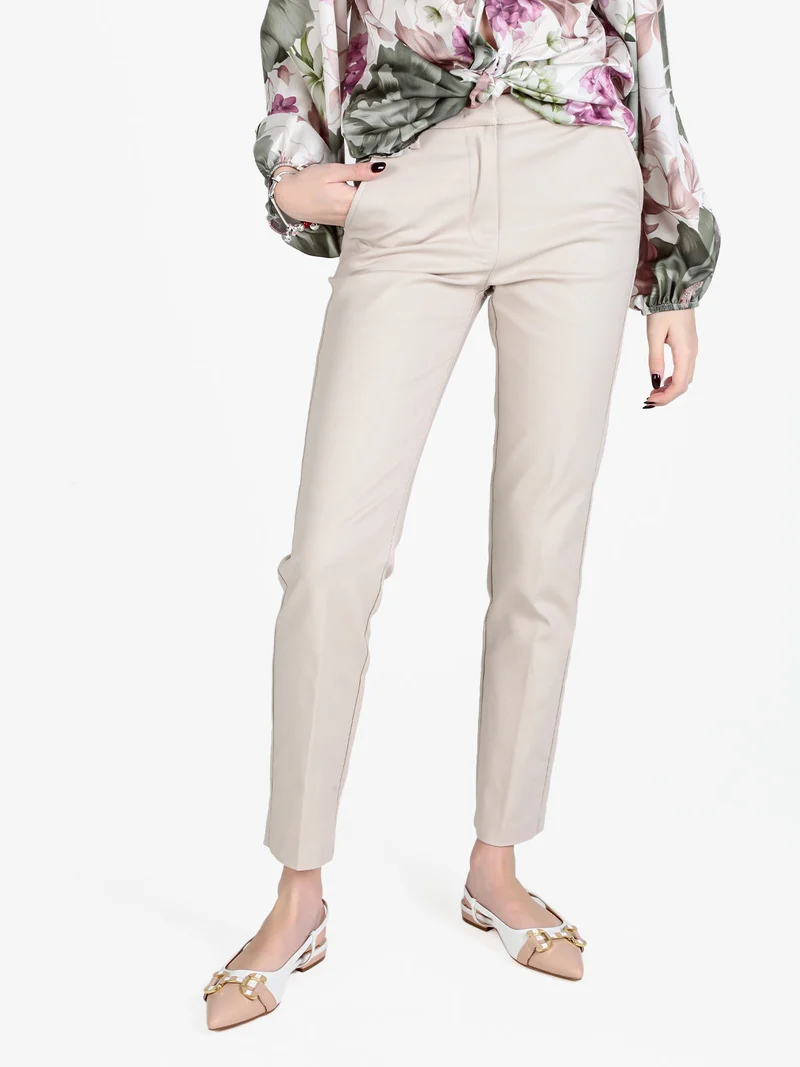 Pantaloni donna slim a sigaretta - beige