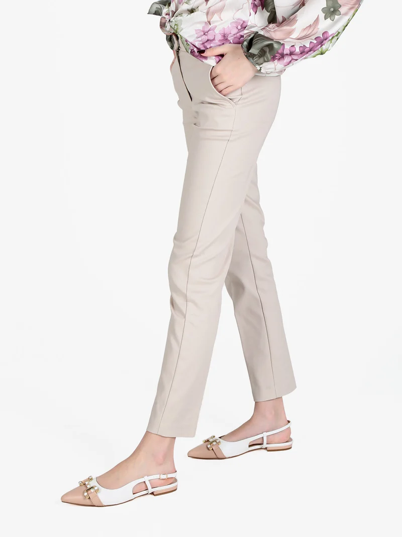 Pantaloni donna slim a sigaretta - beige